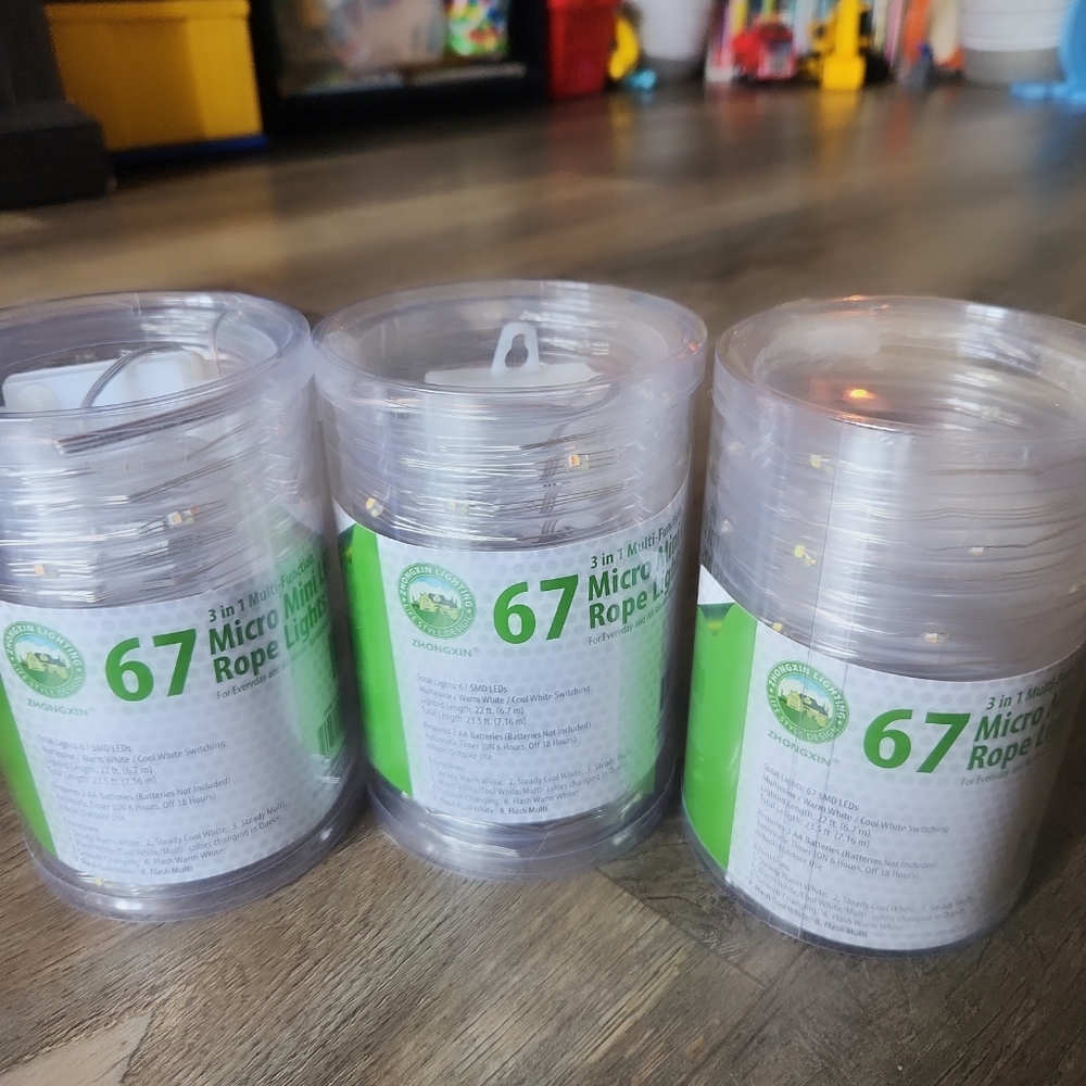 Micro Mini LED Rope Lights Set of 3 NWT